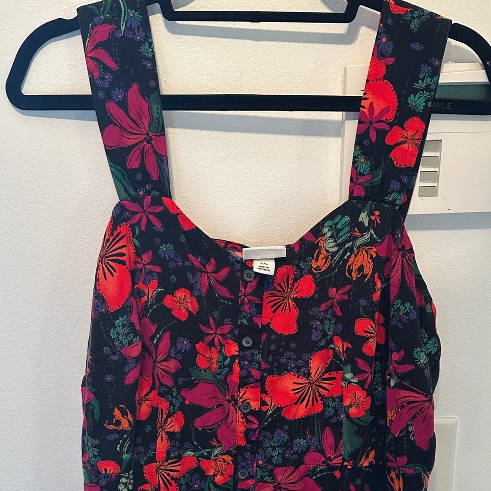 Ava & Viv Floral Midi Dress in Black with Red & Pink Blooms. Size XXL - Picture 3 of 12